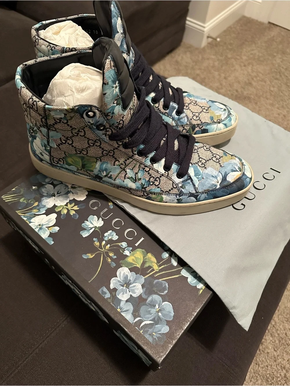 Gucci Blooms Blue High Tops - Gucci 10 (US 11) - Picture 2 of 5